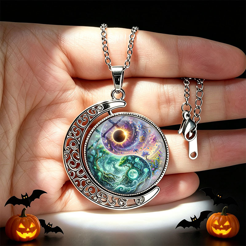3pc Yin Yang Necklace & Earrings Set, Unisex Design